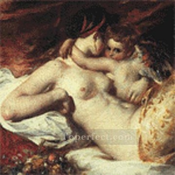 Impressionist Nude Painting - Venus and Cupid female body William Etty